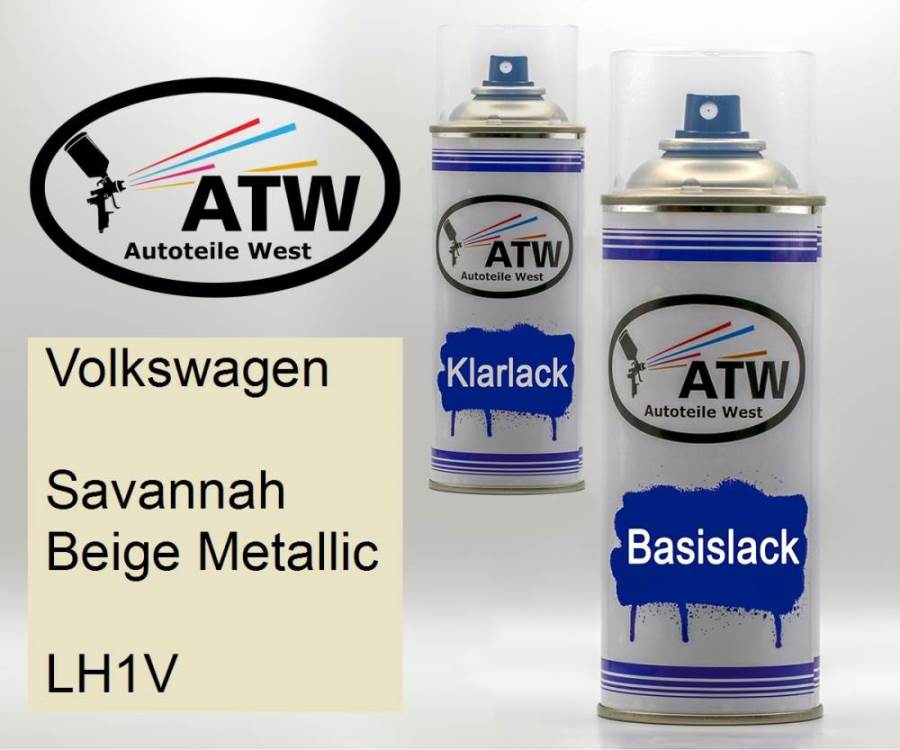 Volkswagen, Savannah Beige Metallic, LH1V: 400ml Sprühdose + 400ml Klarlack - Set, von ATW Autoteile West.